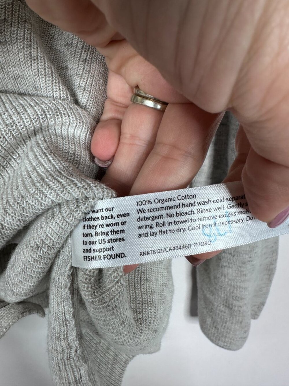 Eileen Fisher Cotton V-Neck Cardigan Gray XL #A2329 - Picture 5 of 6